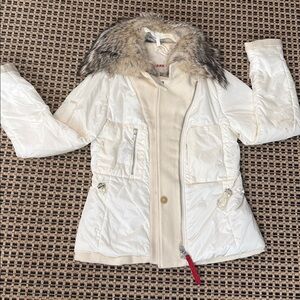 Prada White Jacket with Authentic Fox Fur Trim